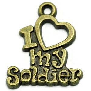 6pcs Love My Soldier Charms bronzetone metal, jewelry making supplies
